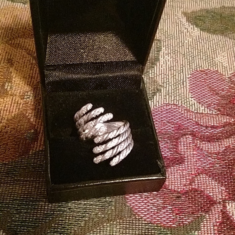 💚David Yurman diamond Willow Open 4 row ring 6-7